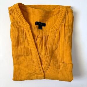 J.Crew Double-Gauze V-Neck Popover Top Orange Gold Small
